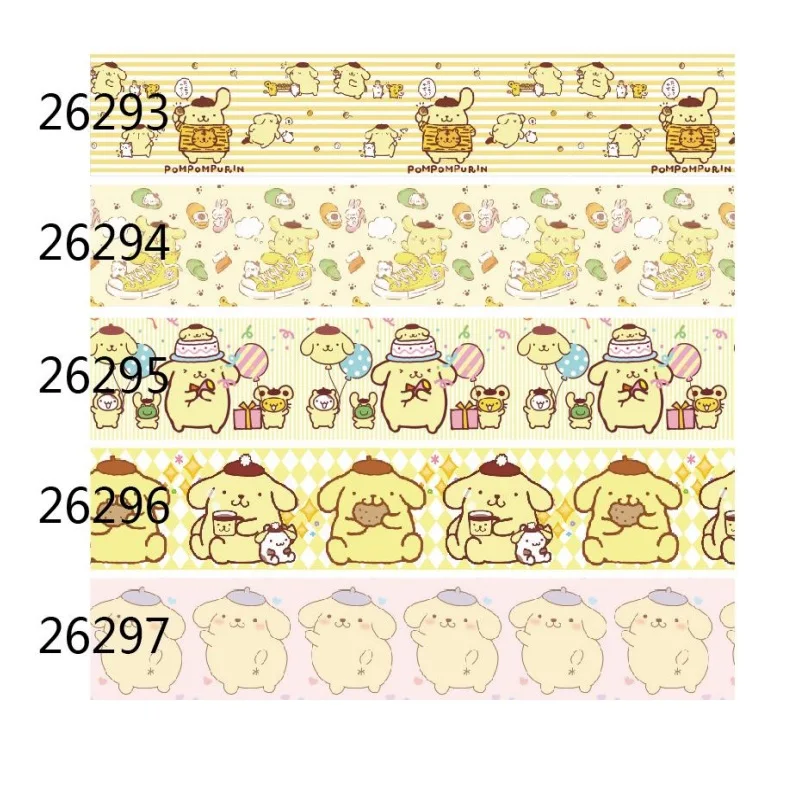 (50yards) Sanrio Pompom Purin Cartoon Grosgrain Ribbon for Hairbows Sewing Accessories Craft Materials Gifts