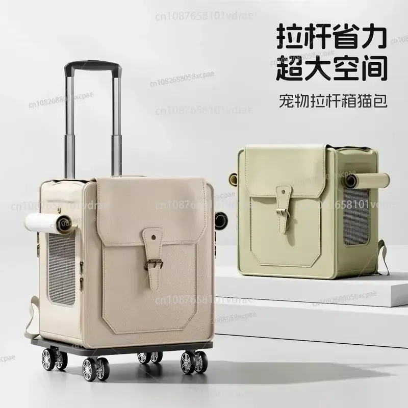 Cat Bag Trolley Case Large Capacity Multi-cat Portable Go Out Pet Dog Backpack Maine Double Shoulder Cat Suitcase