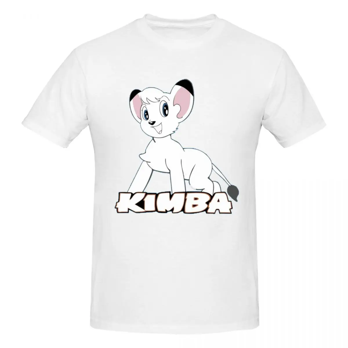 Kimba White Lion T-Shirt for Men Cotton Oversized T Shirts Men's Short Sleeve Crew Neck Summer Clothes Tops S-6XL