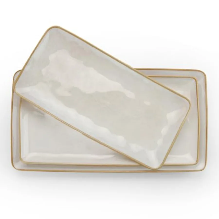 

Serving Platter Rectangular 15.67/14.1/12.6 inch Serving Dishes for Entertaining Microwave Dishwasher Safe Stonware Serving Tra