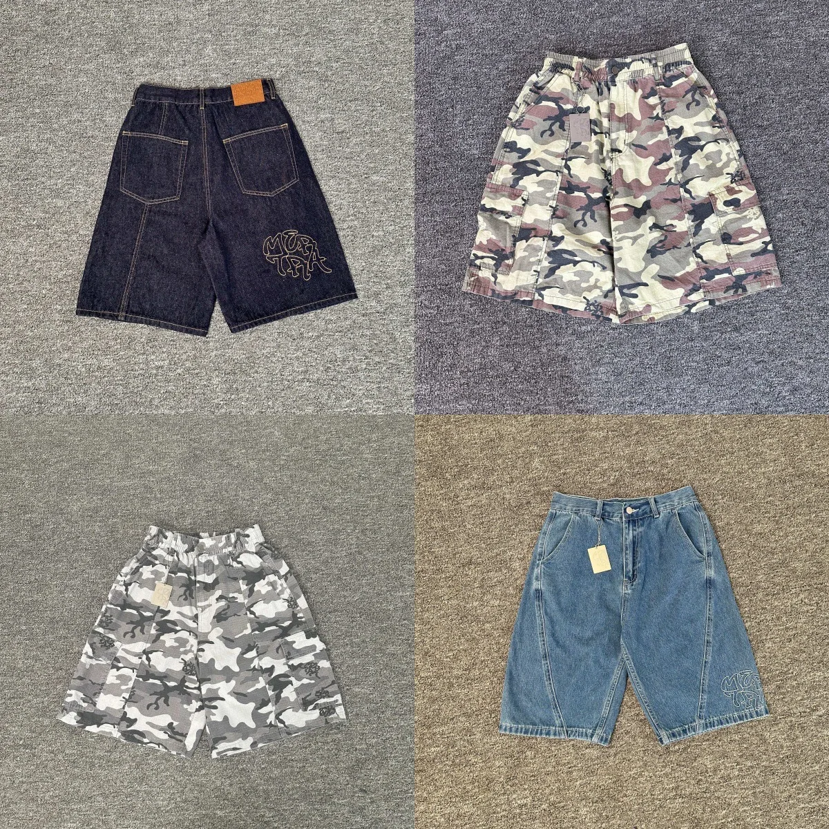 Mertra Embroidery Logo Hip-Hop Rap Street Fit Loose Men's and Women's Five-Piece Pants Casual Jeans Summer Trend
