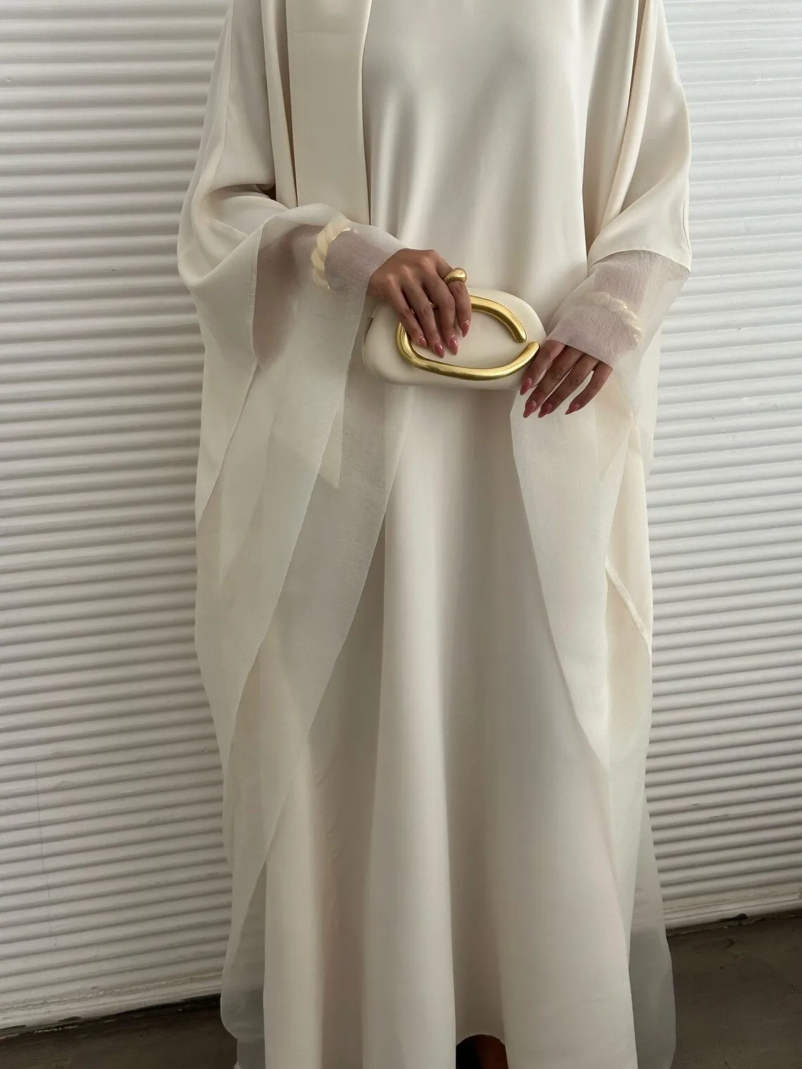 Muslim Women Abaya High Neck Tie Chiffon Flare Sleeve Long Maxi Dress Elegant Dubai Islamic Modest Evening Party Gown view 4