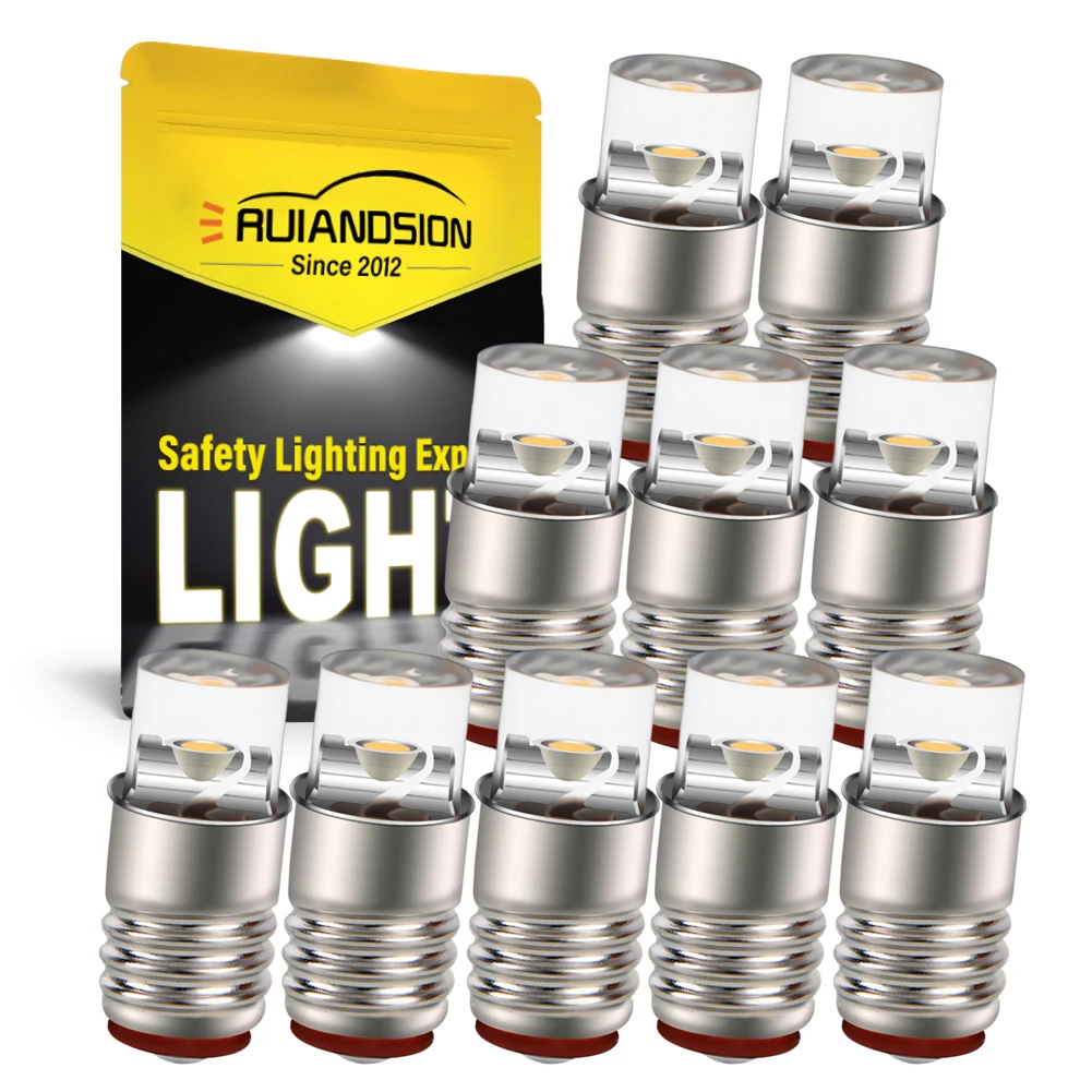 

RUIANDSION 10Pcs E5 E5.S LED Mini Screw Bulb F3 LED Waterproof 60Lm 6000K 4300K DC 3V 6V 12V 24V 4mm City Model Lamp Flatheaded