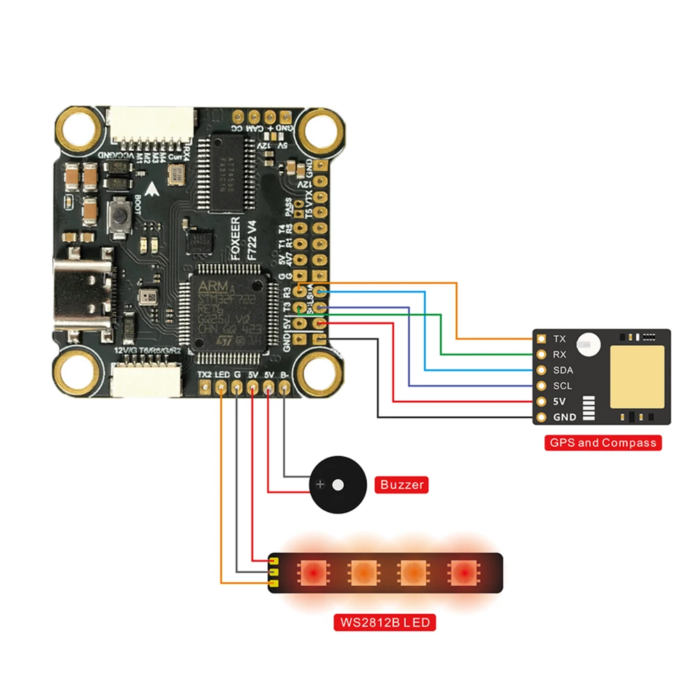 Foxeer F722 V4 FC  Flight Controller 16M Flash Memory Dual BEC ICM42688 DPS310 MR1864 for Fpv Flight