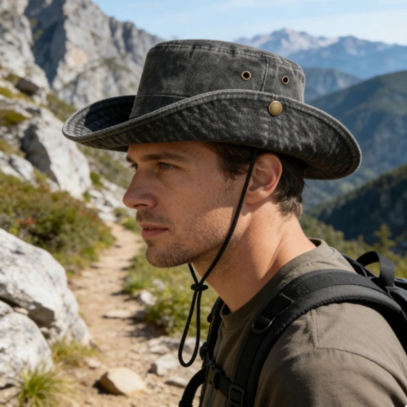 

Western Cowboy Bucket Hat for Men Women, Summer Sun Protection Hat for Outdoor Camping Hiking Fishing