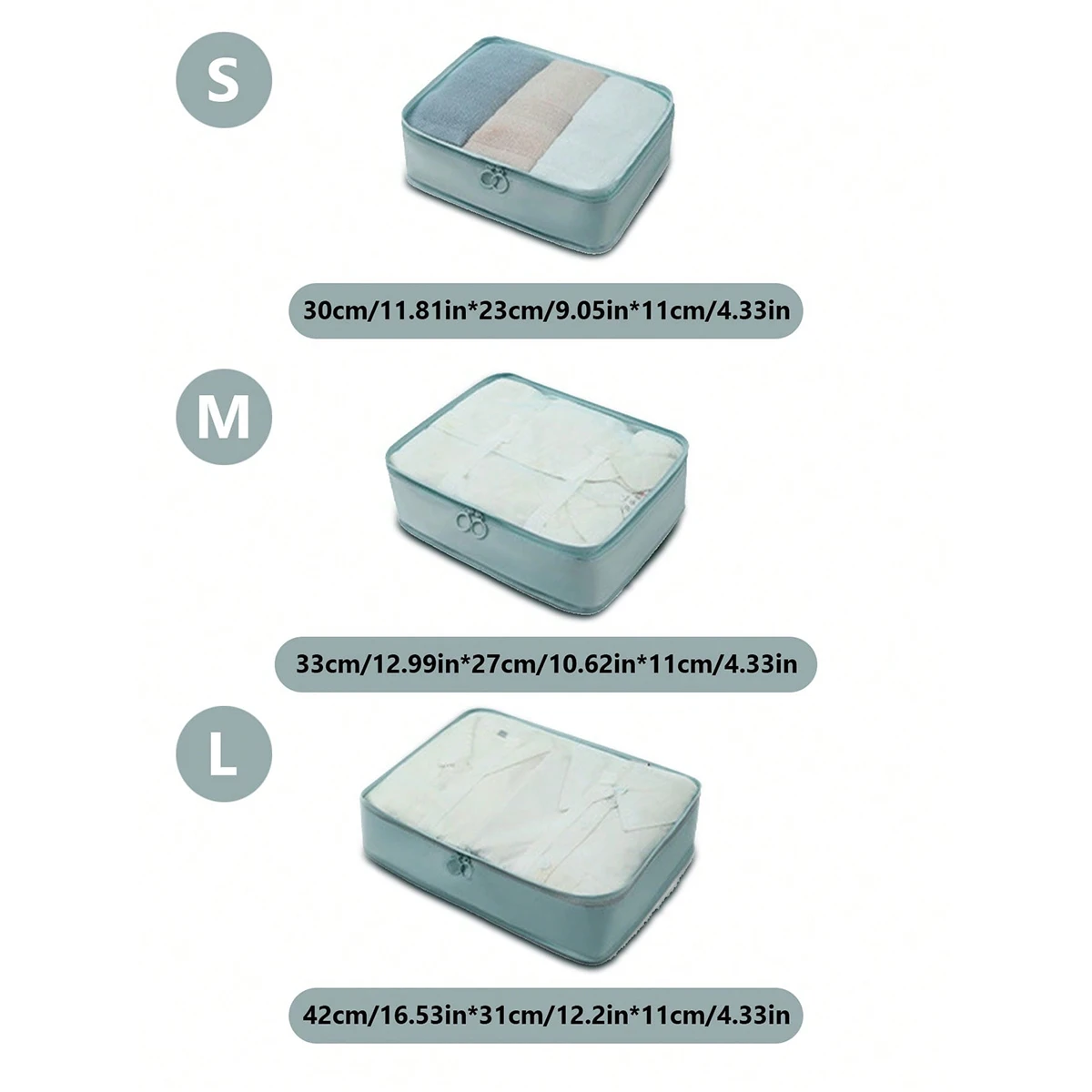 3 قطع حقيبة تخزين ملابس متعددة الوظائف، مقاسات ومواصفات متعددة، مجموعة حقائب سفر للتخزين، سهلة السفر.-zmt