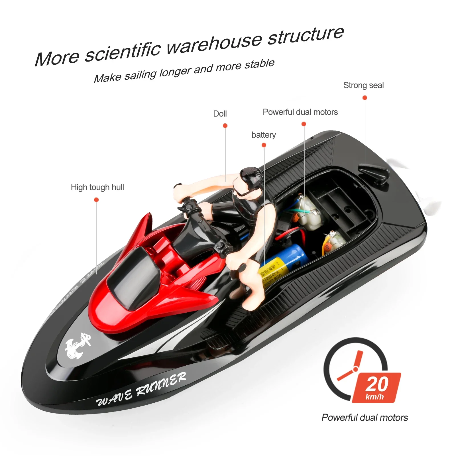 RC Boat 809 2.4G Remote Control Motorboat Water Speedboat Yacht Airship RC Boat Waterproof Electric Children's Toy Boat