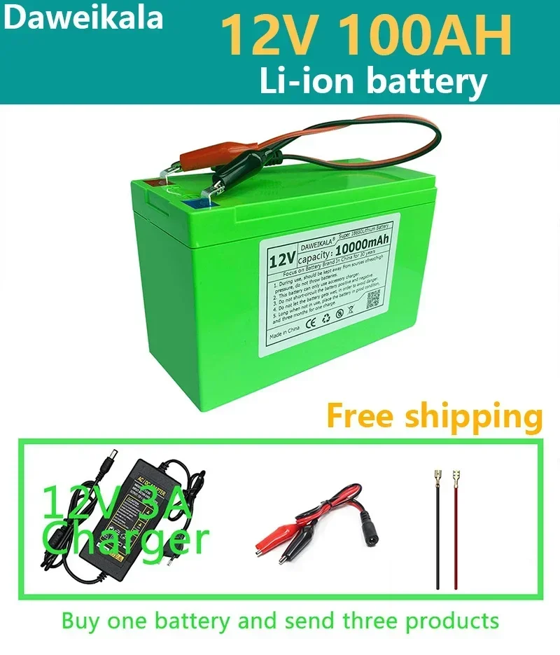 

2023 12V 10000mAh Battery 18650 Pack Rechargeable Lithium Ion Battery Electric Toy Car Battery Storage with BMS 100AH