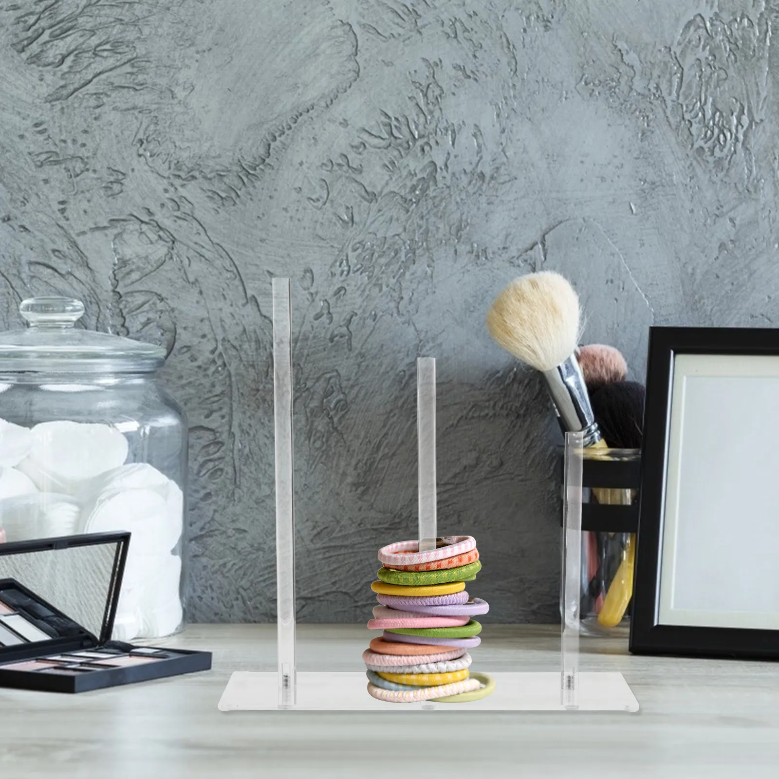 3-Tier Acrylic Hair Accessories Holder Clear Scrunchie Organizer Display Stand for Hair Ties Scrunchies Hairbands Vanity