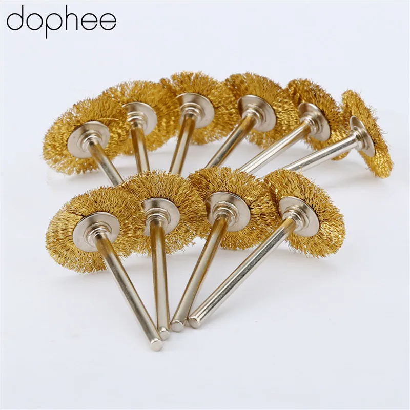 10PCS Dremel 3.17mm Steel Copper Wire Wheel Brushes Steering-Wheel For Grindering Polishing Dremel Rotary Tools 22mm dophee