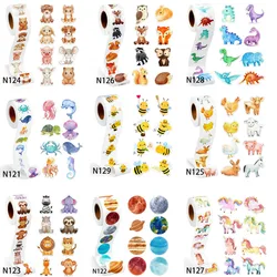 New Dinosaur cute Round Animal Cartoon Stickers Teachers and Kids Boys Girl Toy Designs Self-adhesive Reward sticker Label