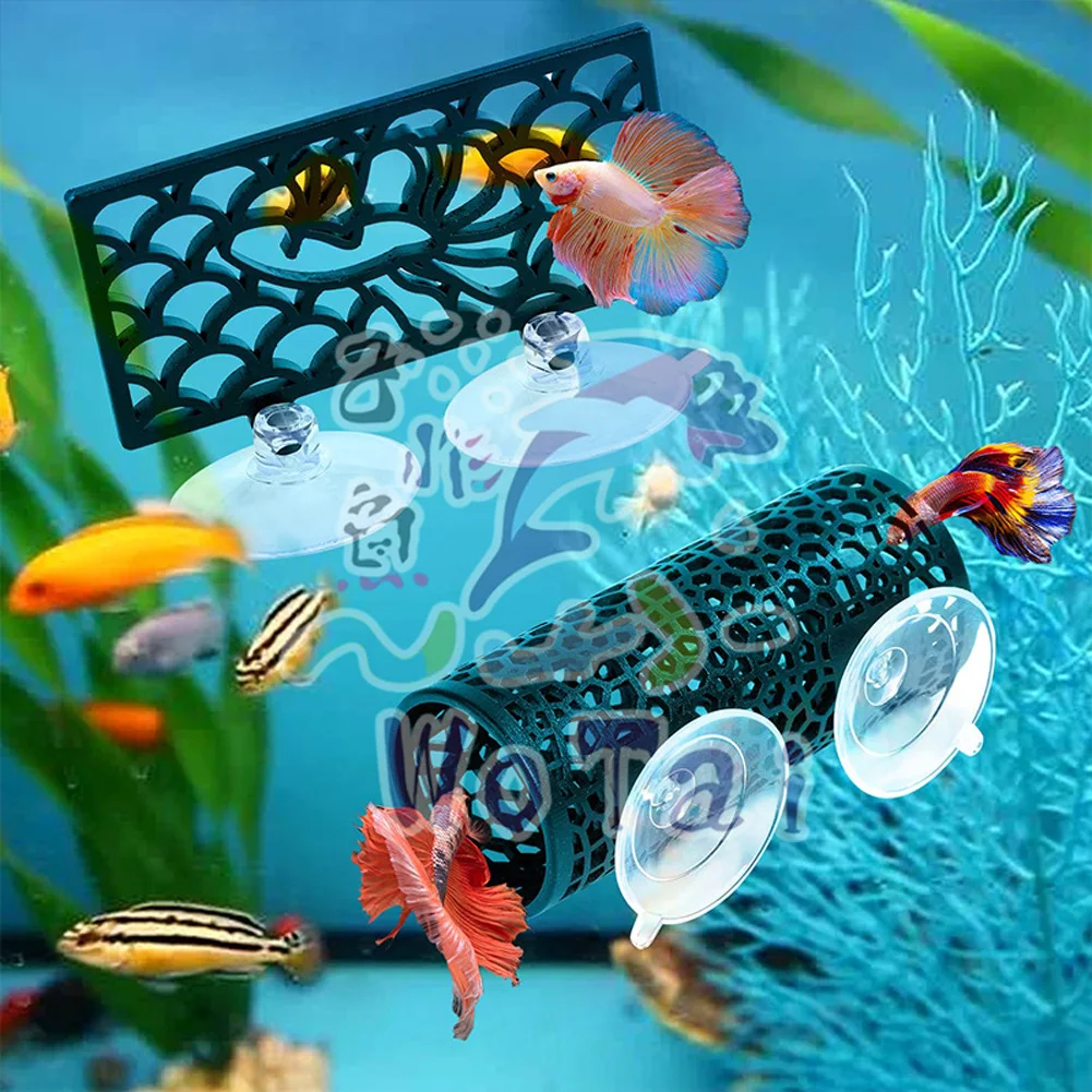 2pcs Betta Fish Bed Tunnel Hollow Hidden Hammock Sleeping Resting Tube With Suction Cup Fish Tank Accessories Small Fish Shrimp