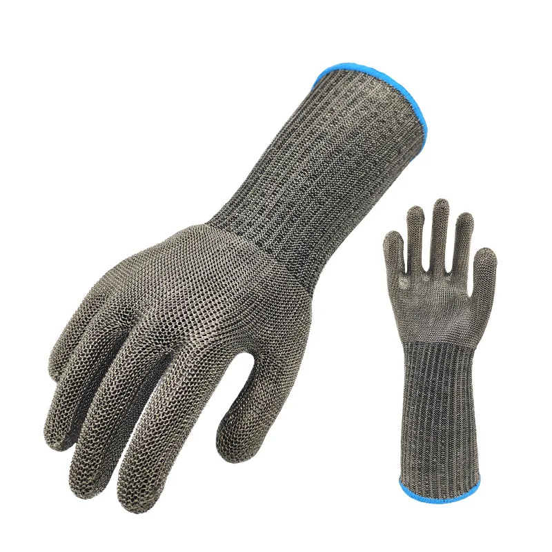 Long Stainless Steel Wire Gloves Food Grade Anti Cutting Meat Metal Iron Labor Protection Anti Cutting Gloves Level 5