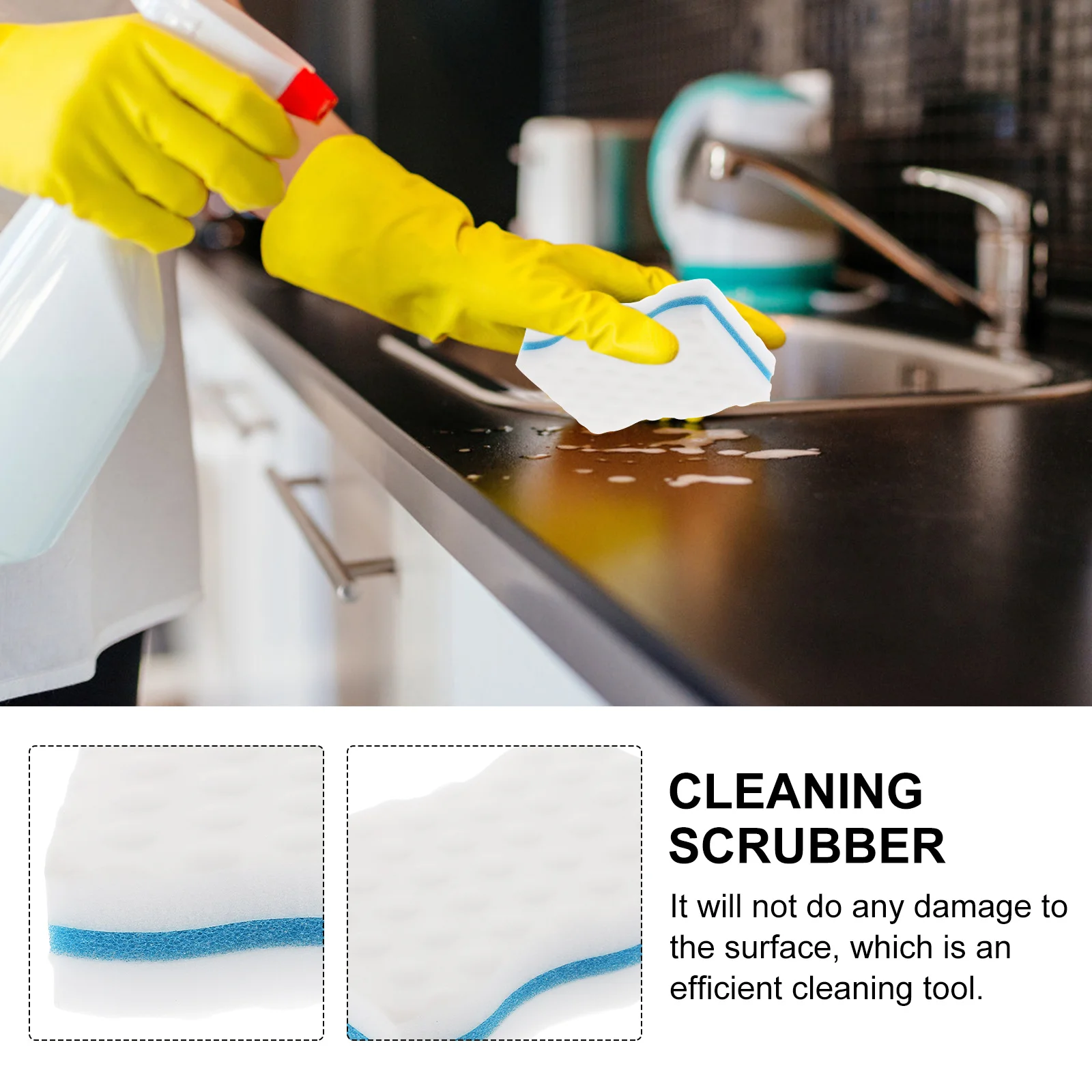 

5pcs Cleaning For Sponge Scrubber Kitchen Dishes Pots Sinks Range Decontamination Cleaning Tool Hoods Dishwashing Sponge