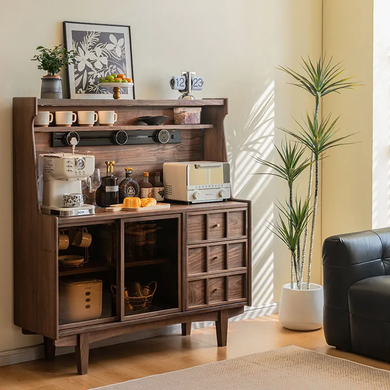 

North America, black walnut, side cabinet, integrated, against the wall, simple, solid wood, storage