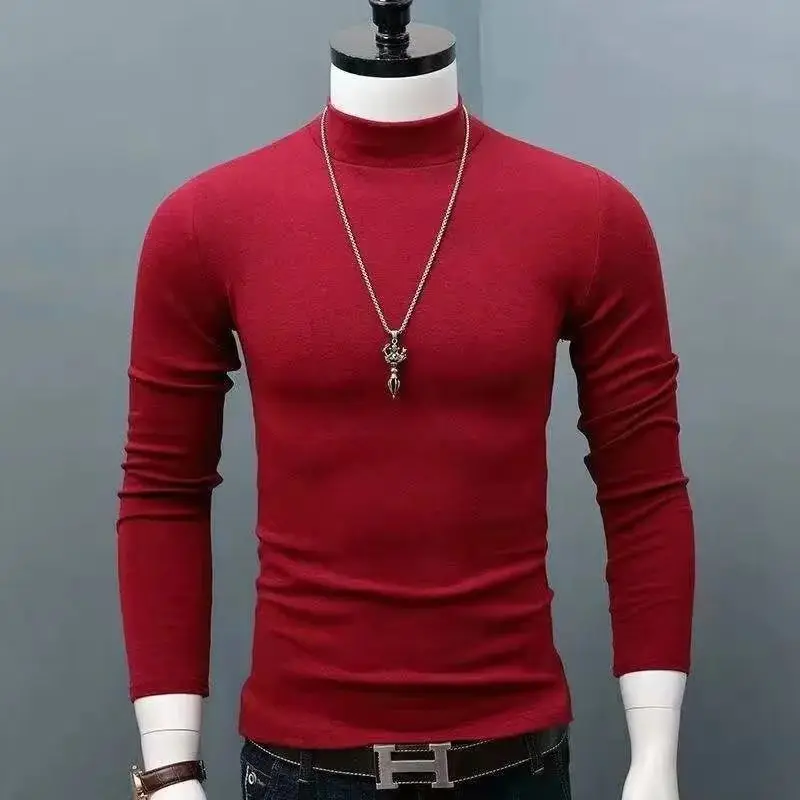 New Quick Drying High Collar Men's Blouses for Cool Stylish Shirts and Blouses Comfortable and Warm T-Shirts for Fall and Winter