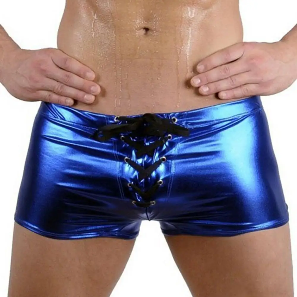 Fashion Club Men's Lace Up Patent Leather Boxers Underwear Underpants Shorts