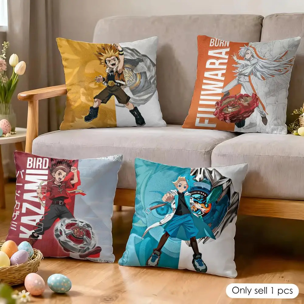 Funda de cojín de anime B-Beyblade de Japón, funda de almohada de felpa corta sedosa con cremallera invisible a prueba de polvo para decoración del hogar