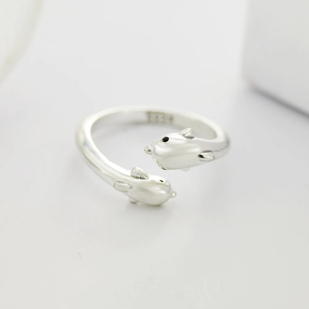 925 Sterling Silver Dolphin Mother And Child Ring Hypoallergenic Ring Holiday Blessing Everyday Outfits Jewelry Gift For Women