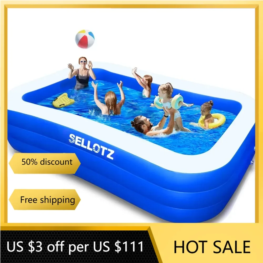 

120" X 72" X 22" Oversized Thickened Family Swimming Pool for Toddlers Inflatable Pool for Kids and Adults Backyard freight free