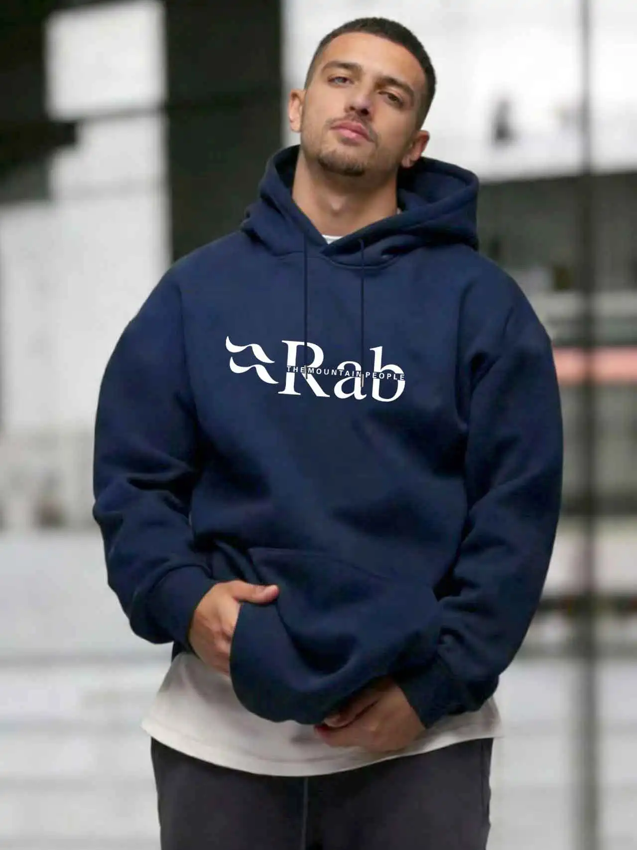 Men's fashion printed long sleeved hooded casual warm sportswear loose fit autumn fashion streetwear