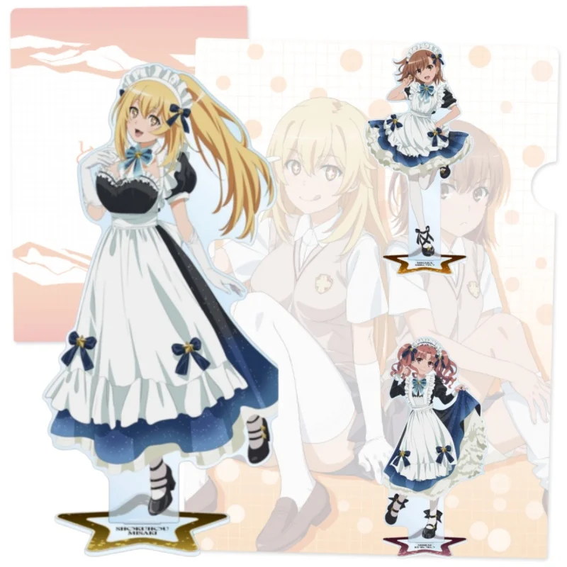A Certain Scientific Railgun Misaka Mikoto Accelerator Maid Ver. Anime Acrylic Stand Keychain Cosplay Desk Decor Collect Gifts