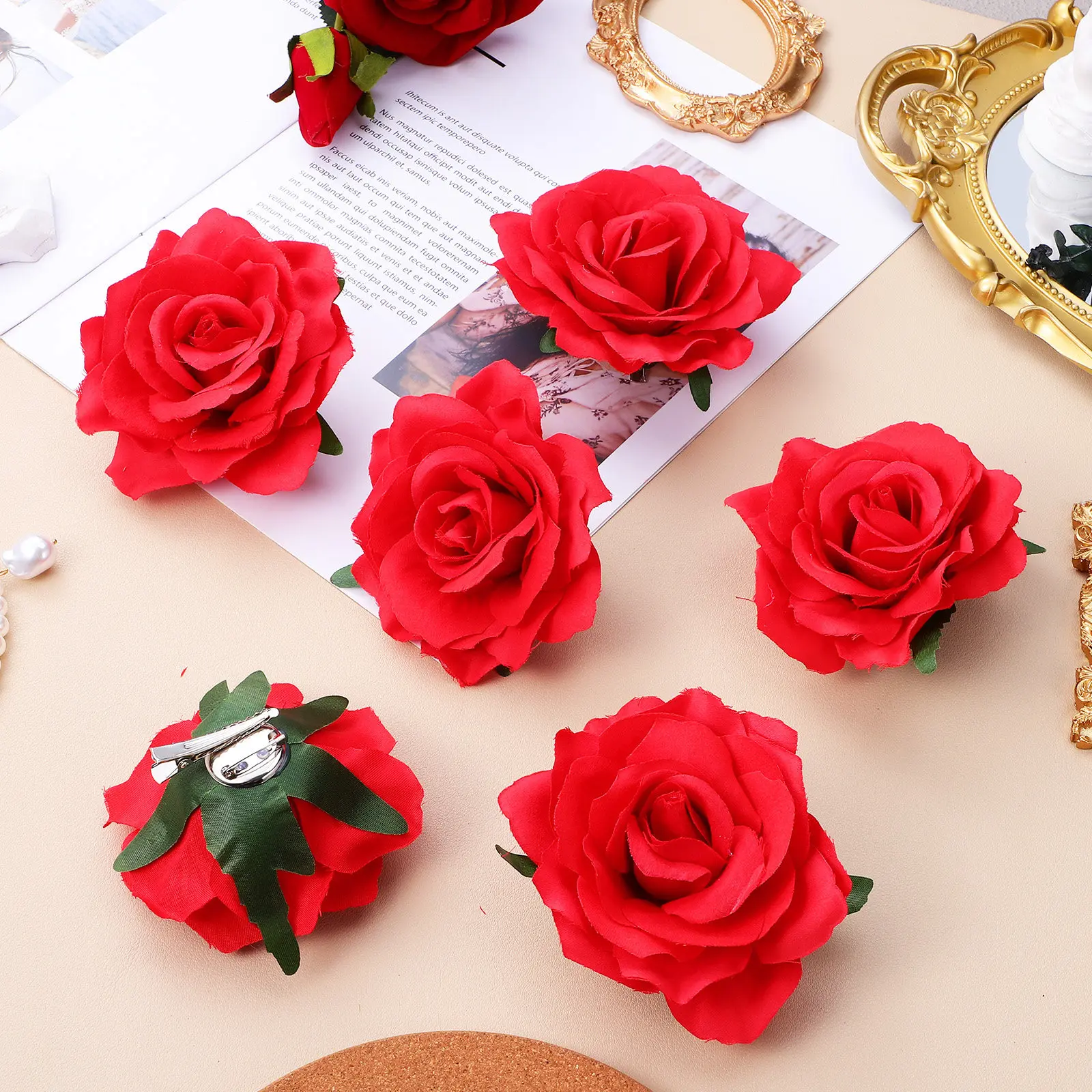 

12 шт. заколок для волос в виде роз, тканевые цветочные заколки, реалистичные цветочные украшения для волос для пляжной свадьбы, свадебного образа, аксессуары для причесок в стиле бохо