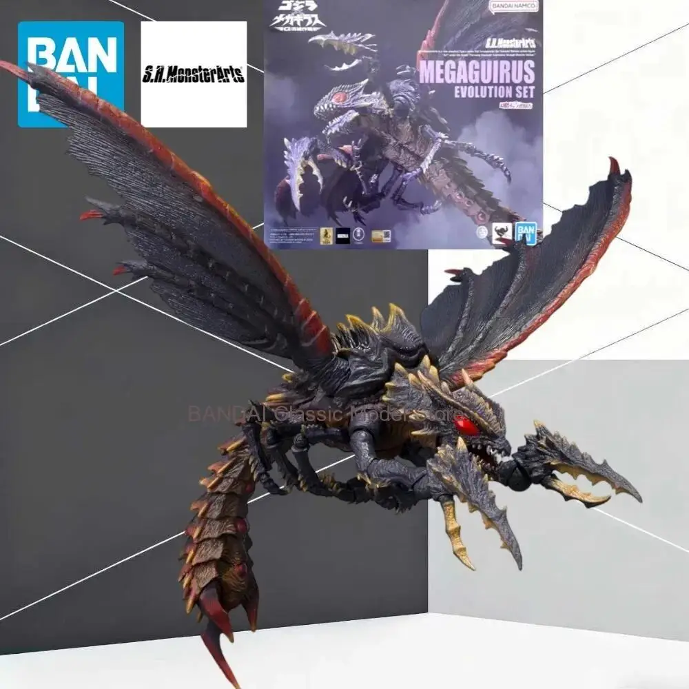 Set de Figuras de Acción S.H.MonsterArts Megaguirus Evolution, Godzilla vs Megaguirus, 21 cm, PVC y ABS, con Minifiguras