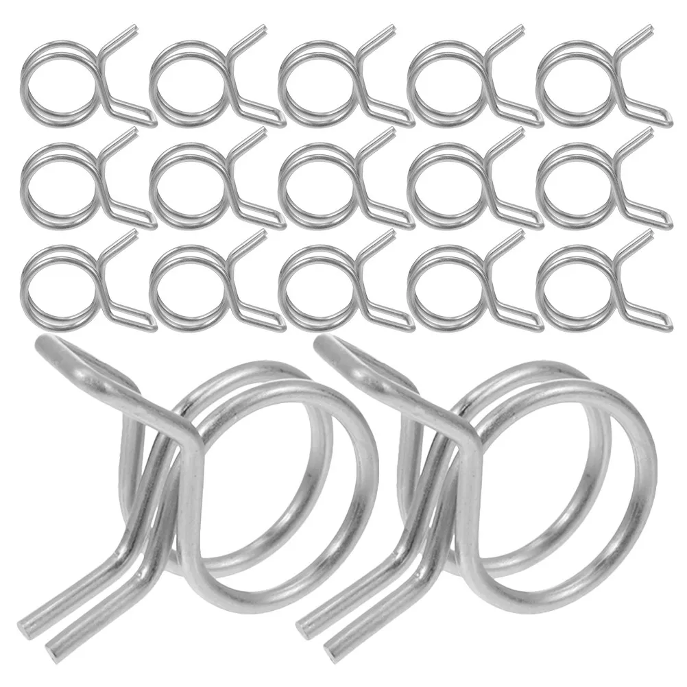 50Pcs Stainless Steel Double Loop Spring Hose Clamps Heavy Duty Water Pipe Garden Irrigation DIY Repair Kit Round Ring Clamp