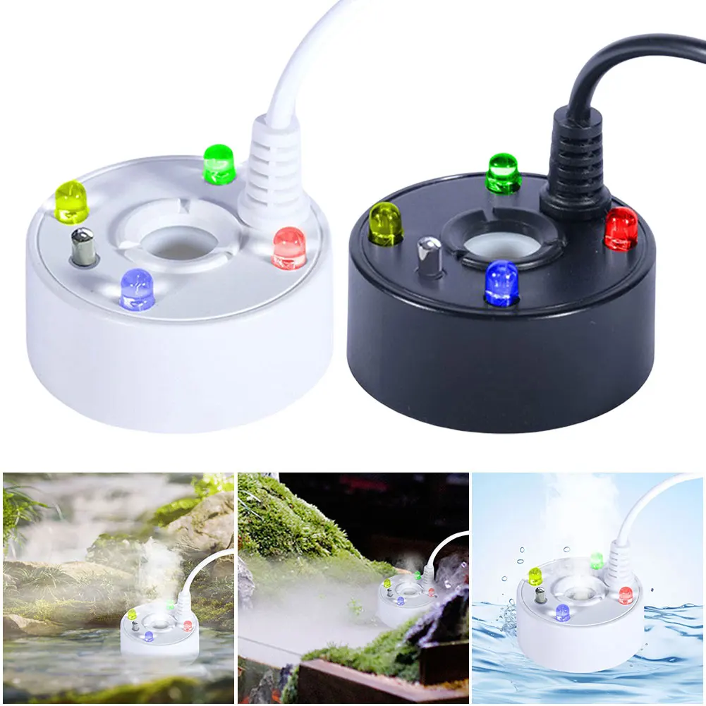 

USB Mist Maker Fogger With 4 LED Colorful Lights Water Fountain Pond Fog Machine Atomizer for Halloween Party Decoration
