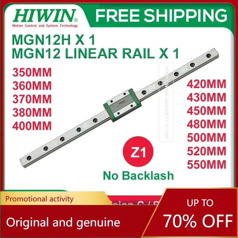 Hiwin MGN12H Preload Z1 Hiwin MGN12 400mm 430mm 450mm 480mm 500mm 550mm Linear Guide Rail+Hiwin MGN12H Carriage Z1