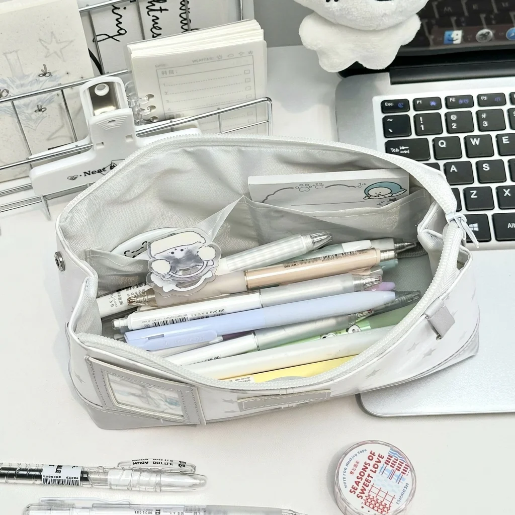 Japanese Pencil Case Wear-Resistant Pencil Bag Cute Stationery Pouch Star Printed Pen Holder For Backpack College Back To School