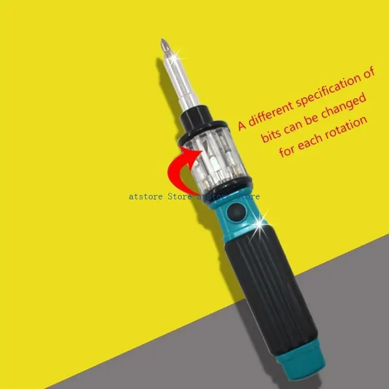 

H37D Portable Multi-bit Ratcheting Screwdriver 6-in-1 Rotatable Screwdriver Chrome Vanadium Steel for Household Maintenance