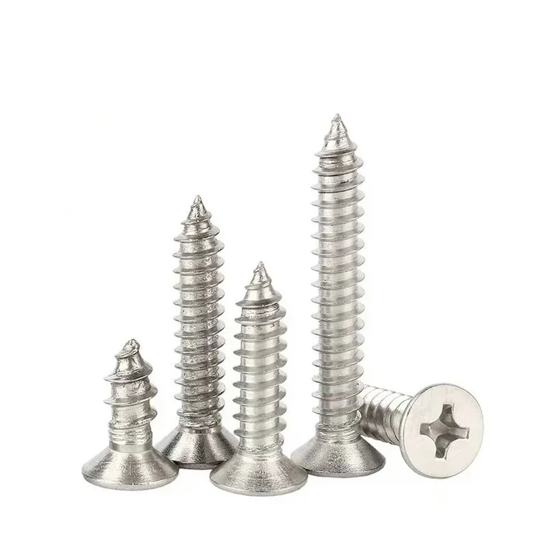 3/5/10Pcs 304Stainless Steel Self-Tapping Screws Set Flat Head Countersunk Self Tapping Screw Woodworking M2 Screws Nail Screw