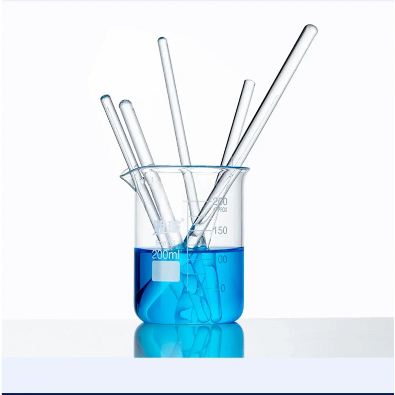 10pcs Lab Borosilicate Glass Stirring Rods Solid Round Head Transparent Stirrer High-Temperature Resistant