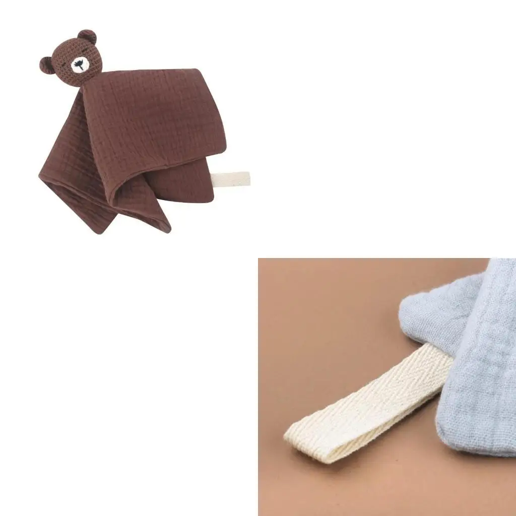 

Knitted Bear Soothes Towel Teething Bib Sleep Doll Toy Nursing Bib for Infants 4XBC