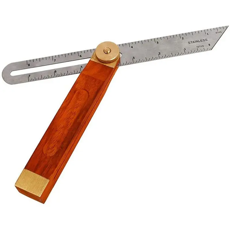 BAAJ-Angle Rulers Gauges Tri Square Sliding T-Bevel With Wooden Handle Level Measuring Tool Wooden Marking Gauge Protractor