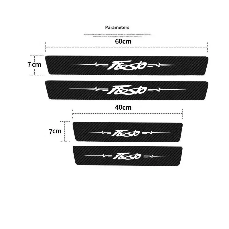 Carbon Fiber Car Door Sill Strips Welcome Pedal Protection for Ford Fiesta Logo Front Rear Door Anti Stepping Decor Stickers
