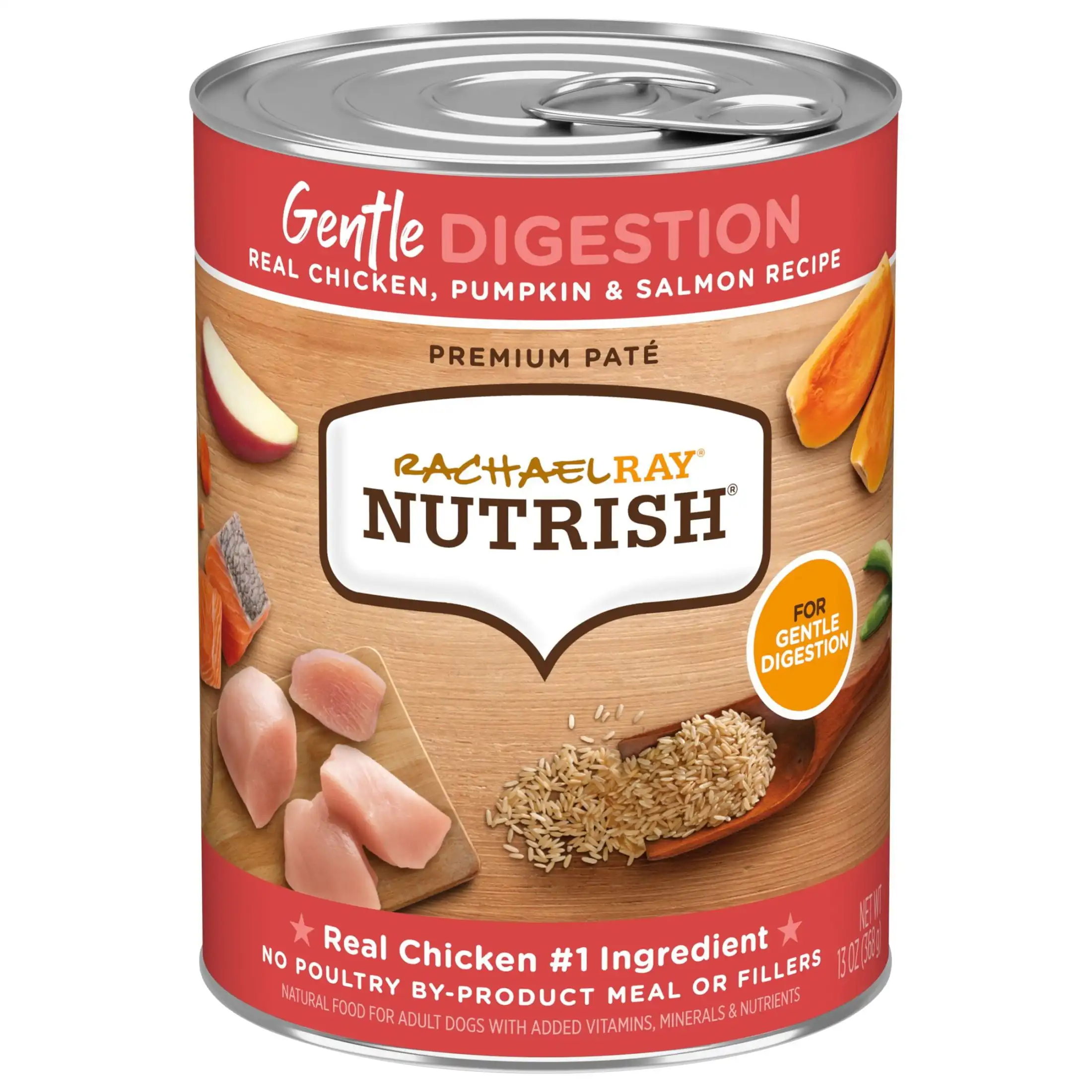 

Rachael Ray Nutrish Premium Paté Gentle Digestion Real Chicken, Pumpkin & Salmon Recipe Wet Dog Food, 13 oz. Can, 12 Count