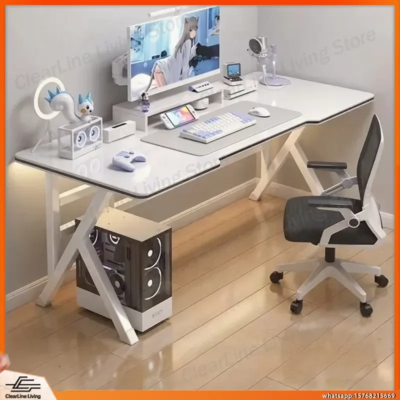 

Ergonomic Nordic Style Gaming Desk White Modern Computer Desk for Home Office Student Study Writing Table PC Gaming Table