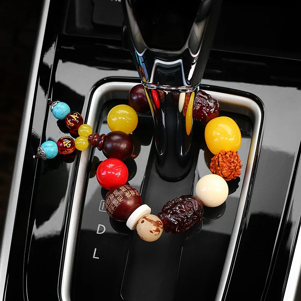 Car Ornament Automobiels Stalls Decoration Beads Peace Symbol Automotive Interior Decor Buddha Beads Gear Pendant Accessories
