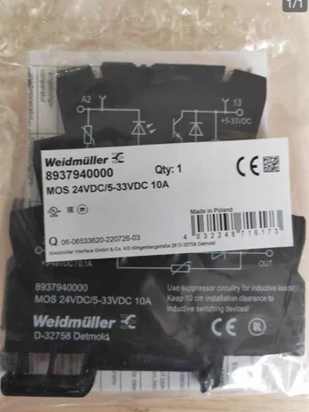 

New Weidmüller Relay MOS24VDC/5-33VDC 10A 8937940000