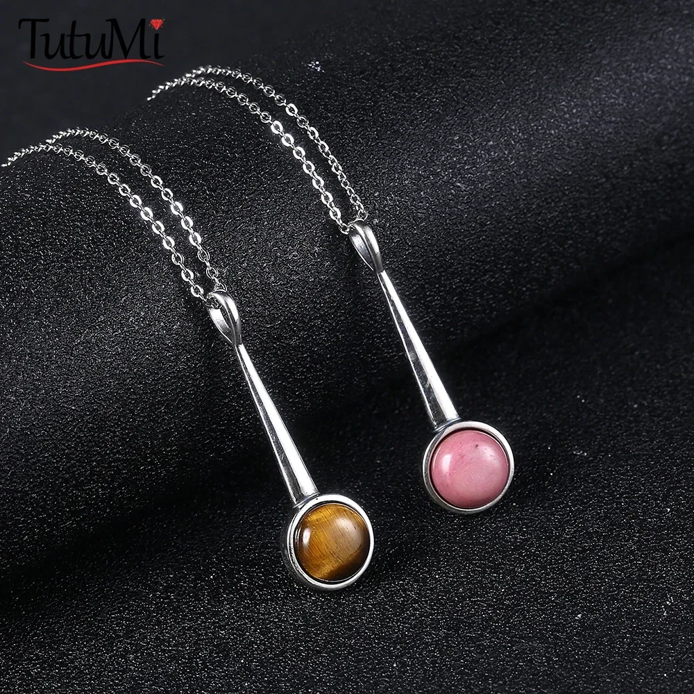 

Женское ожерелье из серебра 925 пробы с подвеской из лунного камня 10 мм