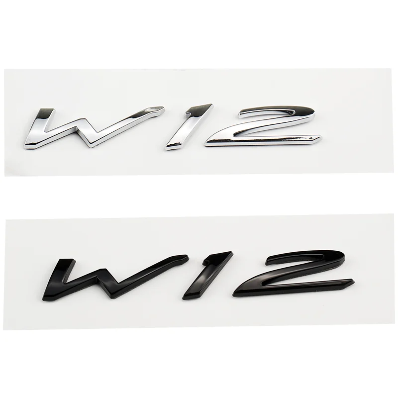 Car W12 Logo Trunk Fender Body Badge Emblem Decals Sticker For Bentley Continental GT Flying Spur Bentayga Mulsanne Parts ﻿