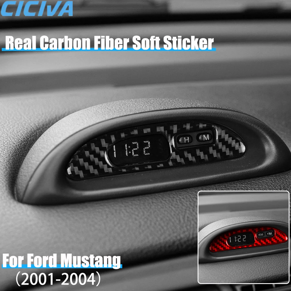 

Real Carbon Fiber Car Accessories Instrument Clock Decorative Cover Soft Sticker For Ford Mustang 4th Gen 1994 1995 1996 1997