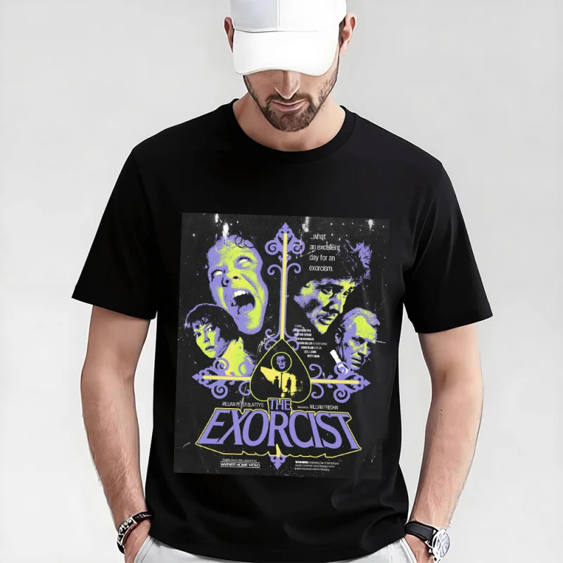 

Retro Horror Movie The Exorcist 0317 Sacry Halloween Gift t shirt Supernatural Darkness World Graphic Clothes Large size Tops