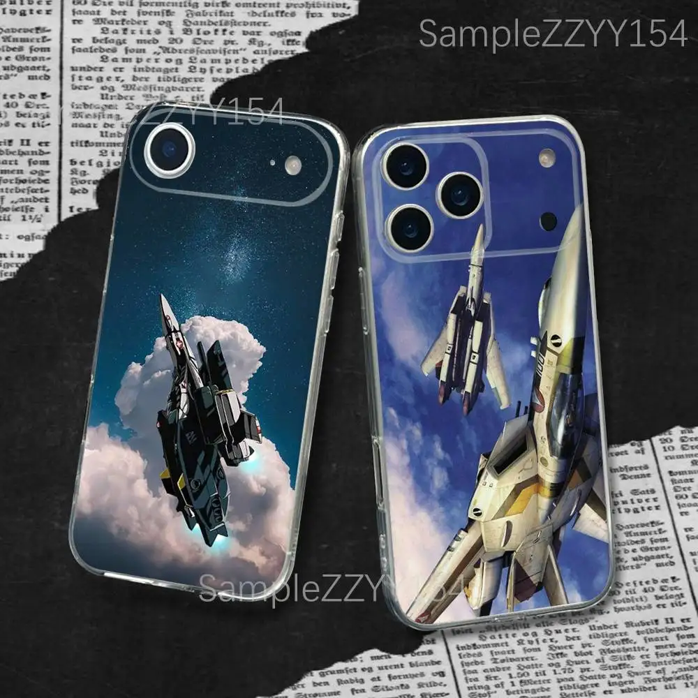 Funda de Teléfono R-Robotech Anime Macross para iPhone 17, 16, 15, 14, 13, 12, 11 Plus, Pro, Max, XR, XS, X, 7, 8 Plus, SE, Mini, Transparente, Delgada y Suave
