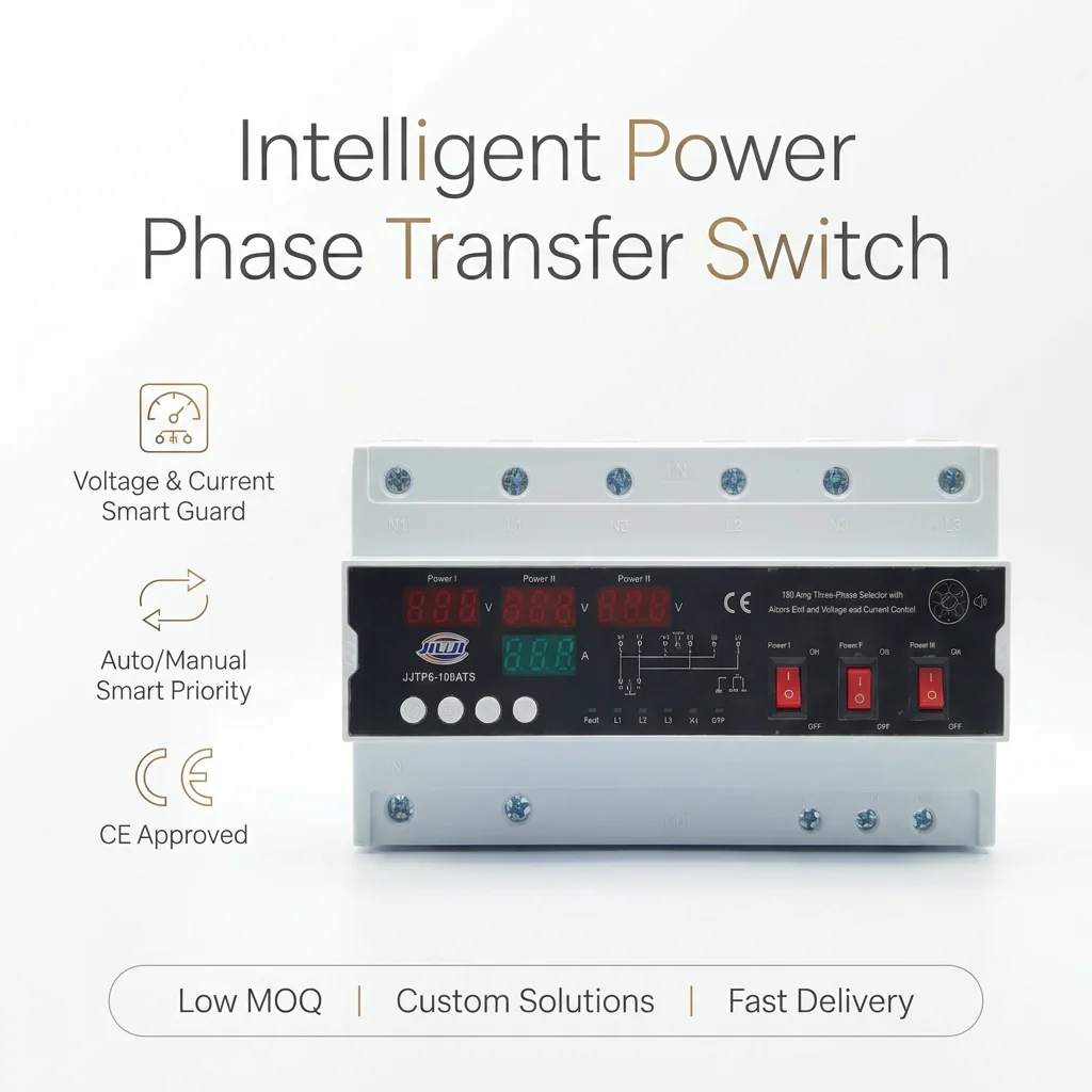 100A 3 Power Source Auto Transfer Switch Priority Switching Over Under Voltage Over Current DIN Rail Relay 3 Ways ATS CE