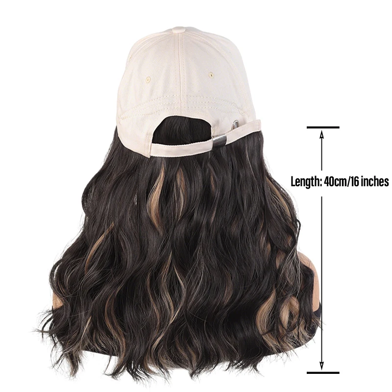 Beige Baseball Cap Wig with Ombre Egg Curl & Synthetic Fiber – Stylish Wig Hat for Daily Wear, Fashionable Hair Accessory for Wo view 3
