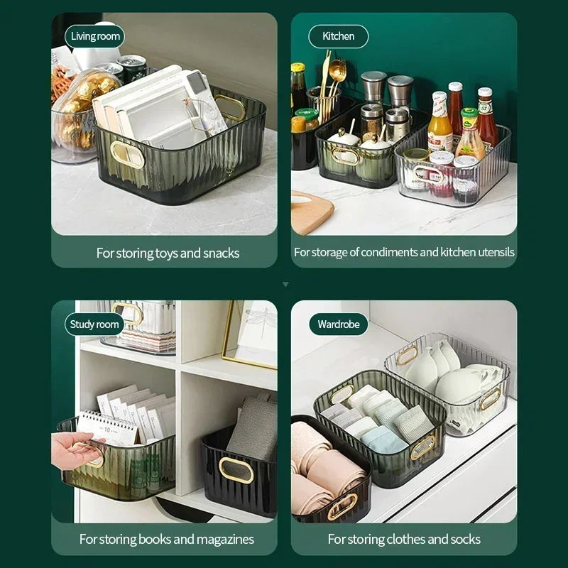 Desktop Storage Box Jewelry Cosmetic Storage Basket Living Room Bedroom Bathroom Sundries Organization Plastic Box Light Luxury